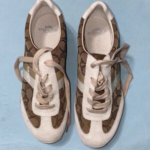 Coach Women's Tan and Cream Sneakers